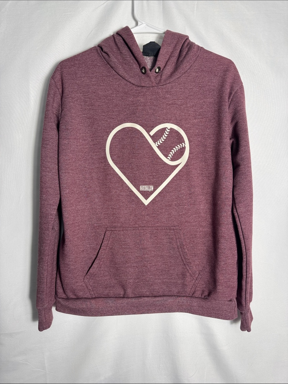 Baseballism Women's Maroon Heart Pullover Hoodie Size Small